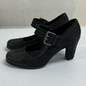 ECCO Women’s Mary Jane Leather Heels Black Comfort Buckle Size 40 (US 9–9.5)